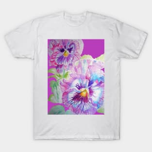 Purple Pansy Watercolor Painting T-Shirt